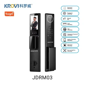 JDRM03 Tuya App Smart Lock with Real-Time Video Call, Fingerprint, and 3D Face Recognition for Wood and Steel Doors