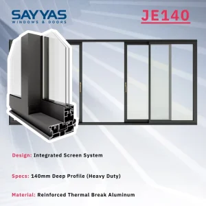 JE140 Modern Sliding Door Aluminum Glass Thermal Break Patio Door Heavy Duty Panoramic View