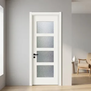 JHK-G36 Wooden Modern Interior Frosted Glass Door with White Primer for Kitchen and Hotel Use