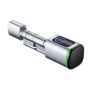 Keyless Fingerprint Door Lock with Adjustable Cylinder, NFC Card, and App Control for Homes, Apartments, and Rentals