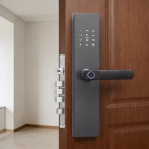 Keyless Smart Door Lock with Fingerprint Password RFID Card Unlock Low Battery Alert Anti-Peep Security Zinc Alloy for Wood Doors