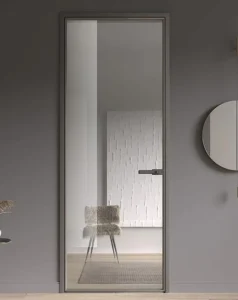 Kitchen and Toilet Swing Door with Sound Insulation, Invisible Frosted Steel Glass, and Aluminum Alloy Entry Door for Commercial Use