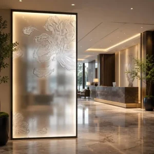 Laminated Stained Glass Wall Panel with Stereoscopic Colored Custom-Size Art Glass for Hotel, Villa, and Lobby