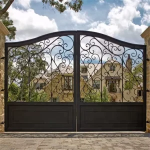 Large Wrought Iron and Steel Courtyard Gate