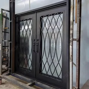 Laser-Cut Custom Steel Wrought Iron Entry Door with Scrollwork Patterns and RAL Color Matching