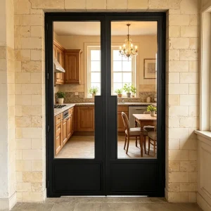 Low Maintenance Steel Glass Door Custom Black Frame Tempered Steel Glass Door