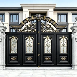 Luxury Aluminum Alloy Automatic Swing Gates With Industrial Design Eco Friendly Durable For Outdoor Courtyard Villas