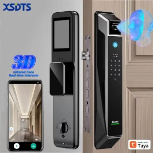 M12 Smart Lock Active Intercom Fingerprint Face Palm Vein Password Card App Key Unlock Wood Aluminium