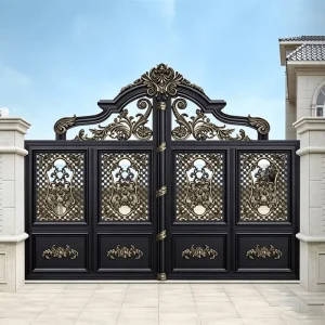 Main Gate Designs Entrance Automatic Aluminum Fences Gates Door Modern House Sliding Slat Gate for Courtyard