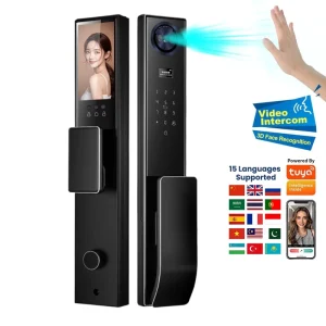 Manufacturer 7-in-1 Video Intercom Smart Door Lock with Palm Vein, Face Recognition and Fingerprint Keyless Entry