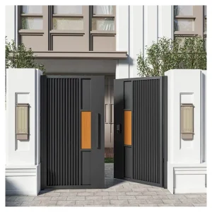 Manufacturer Aluminum Modern Exterior Courtyard Double Doors for Villa Security