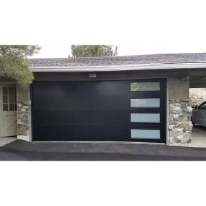 Manufacturer Electric Sliding Garage Door with Aluminum Alloy Flat Panel, Foamed Construction, and Perspective Window