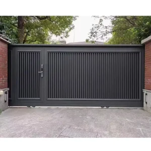 Manufacturer Modern Minimalist Anti Theft Outdoor Aluminum Double Door Swing Gate with Manual Control for Villa Courtyard Garden