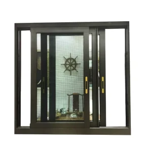 Matt Black Color Residential Powder Coated Aluminum Alloy 3 Tracks Horizontal Sliding Window Rail Stainless Steel Dust Proof