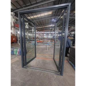 Matte Black Slim Frame Steel Double Swing Fireproof Glass Door New Construction Interior Metal Window