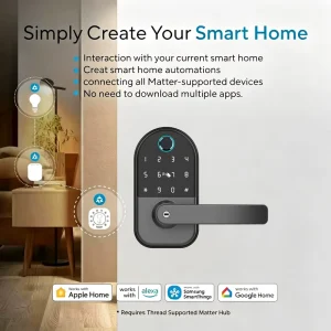 Matter Thread Smart Lock with Digital Fingerprint Entry for Indoor Security Doors