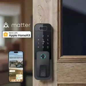 Matter Thread Smart Lock with Face Recognition and Fingerprint for Outdoor Wood Doors