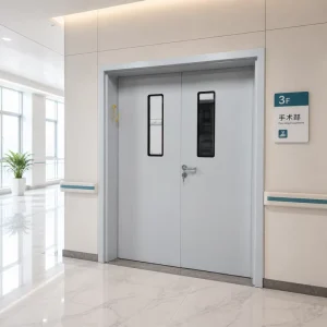 Medical Steel Sliding Door with Hermetic Seal and Vision Panel for Hospital Cleanroom, Supermarket and Apartment