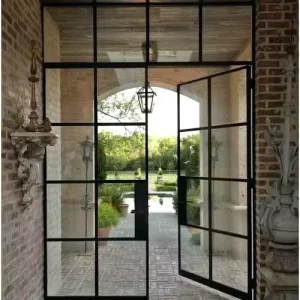 Metal Frame Glass Double-Leaf French Swing Door