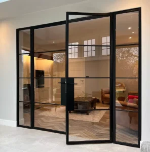 Minimalist Aluminum Alloy Swing Door Water Resistant for Bathroom, Living Room, Apartment, Kitchen, Villa, or Hotel