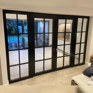Minimalist Aluminum Double Glazed Soundproof Thermal Insulation Casement Door with Finished Surface for Exterior Use