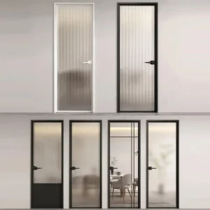 Minimalist Aluminum Partition Swing Casement Door Window With Slim Profile And Double Tempered Glass For Kitchen Bathroom Interior