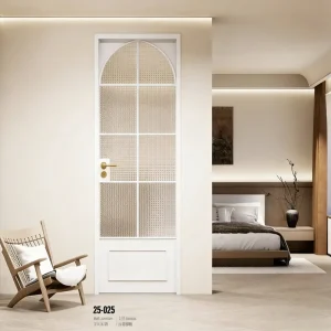 Minimalist Aluminum Tempered Glass Casement Door With Warranty For Interior Bathroom Elegant Decoration Finished