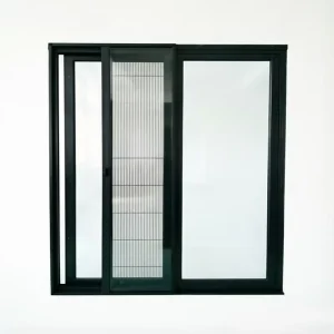 Minimalist Dark Frame Sliding Door Transparent Foldable Security Screen