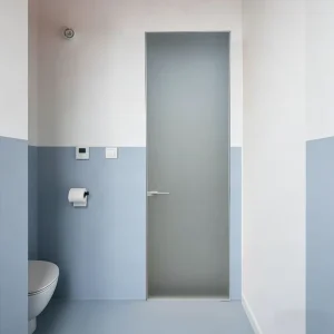 Minimalist Frosted Glass Bathroom Door French Retro Chinese Style Bathroom Glass Door Waterproof Aluminum Glass Door