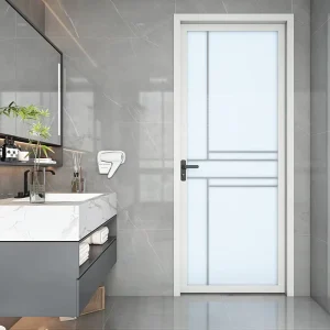 Minimalist Frosted Glass Solid Aluminum Alloy Interior Bathroom Door