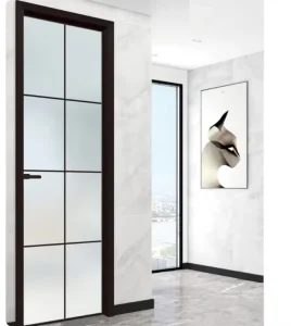 Minimalist Interior Toilet Door Very Narrow Customizable Tempered Glass Side Opening 3C Certified