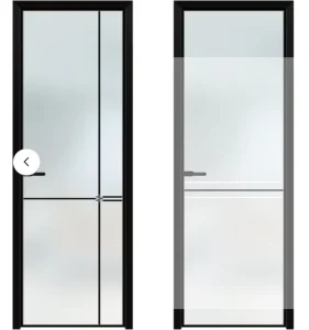 Minimalist Interior Toilet Tempered Glass Door Very Narrow Super White Gray Oil Sand Tempered Glass Side Opening