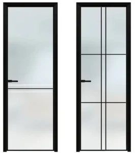 Minimalist Interior Toilet Vertical Hinged Tempered Glass Door Very Narrow Super White Gray Oil Sand Finish 3C Certified