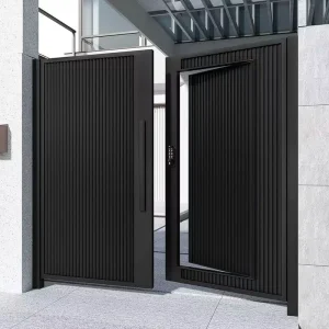 Minimalist Modern Aluminum Alloy Courtyard Gate for Garden Villa Painted Finish Customizable Size Design Includes Modeling