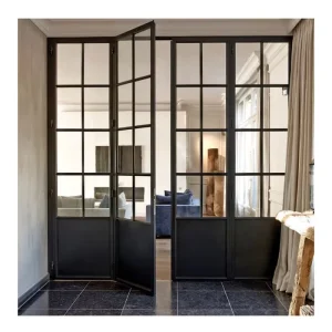 Minimalist Slim Frame Steel Glass Door Frosted Glass for Apartment Interior