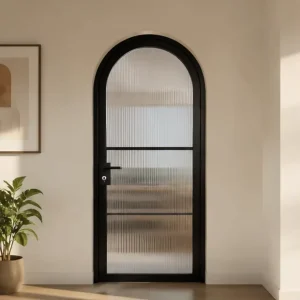 Minimalist Steel Frame Tempered Glass Interior Swing Door for Bedrooms, Bathrooms, and Living Rooms
