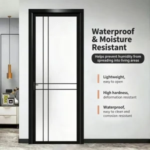 Minimalist Titanium-Magnesium Alloy Double-Pane Tempered Glass Door Set for Bathroom, Toilet, and Kitchen