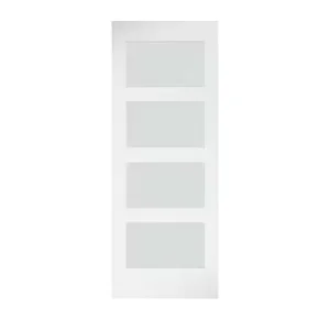 Modern 4-Panel Glass Swing Door with Solid Wood Core and MDF Frame for Apartment Bathrooms