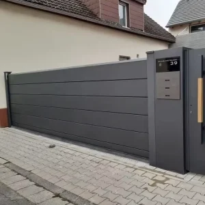 Modern Aluminium Alloy Villa Entrance Gate Fence with Embedded Mailbox Parcel Box