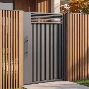 Modern Aluminium Slat Gate for Courtyard Entrance Big Main Gate Design Automatic Swing Open Style for Villa Metal Frame