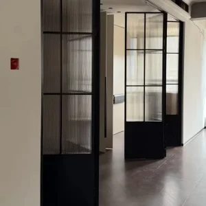 Modern Aluminum Alloy Stainless Steel Tempered Glass Sliding Folding Door Soundproof Thermal Insulation for Hotel Kitchen