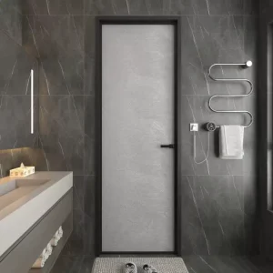 Modern Aluminum Bathroom Glass Door with Sandblasted Finish for Any Wall Thickness