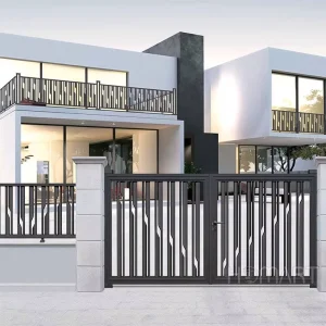 Modern Aluminum Double Swing Privacy Gate for Villa Courtyard Garden Entrance