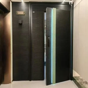 Modern Aluminum Entrance Door Double-Layer Sealed Waterproof Airtight Customized Color for Villas