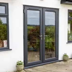 Modern Aluminum Entry Swing Door with Double-Glazed Tempered Glass, Hurricane Impact-Resistant Front Door