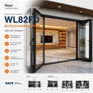 Modern Aluminum Foldable Bi Fold Door Double Tempered Glass Finished Surface for Indoor Use Courtyard Patio Balcony Entrance