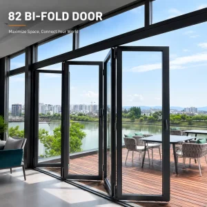 Modern Aluminum Foldable Bi Fold Door with Double Tempered Glass Finished Surface for Indoor Use in Courtyard & Patio