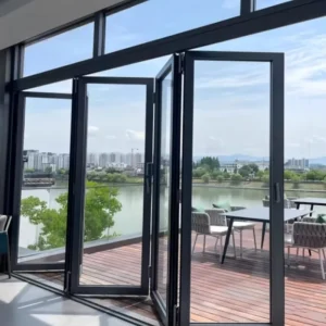 Modern Aluminum Foldable Bi-Fold Door with Finished Surface for Indoor Use Courtyard Patio Balcony or Entrance