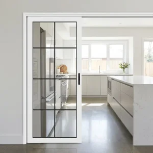 Modern Aluminum Frame Art Glass Swing Door for Home Interior Bathroom Kitchen Soundproof Room Divider