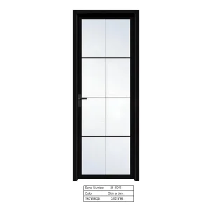 Modern Aluminum Frame Glass Interior Door Waterproof Swing Door for Bathroom and Kitchen